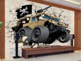 Car Wall Murals Uk Custom Mural Wallpaper Cartoon Car Broken Wall 3d Creative Art Wall