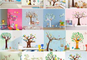 Care Bear Wall Murals 15 Styles Cartoon forest Animals Owl Monkey Bear Elephant Tree Wall