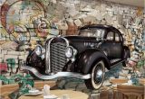 Cars 2 Wall Mural Beibehang Big Wall Retro Vintage Car Wall 3d Restaurant Bar Mural