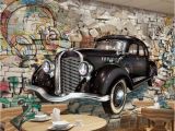 Cars 2 Wall Mural Beibehang Big Wall Retro Vintage Car Wall 3d Restaurant Bar Mural