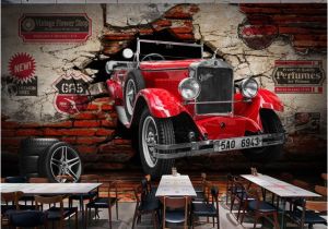 Cars 2 Wall Mural Vintage Brick Wall Paper Retro Red Car Wallpaper Mural