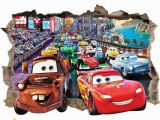 Cars 3 Wall Mural Disney Cars 3d Wall Sticker Smashed Bedroom Kids Decor Vinyl