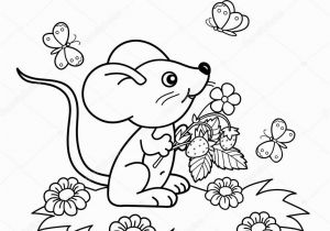 Cartoon butterflies Coloring Pages Coloring Page Outline Cartoon Little Mouse with Strawberries In