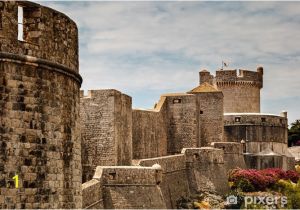 Castle Stone Wall Mural City Walls and Minceta tower In Dubrovnik Dalmatia Croatia Wall Mural Vinyl