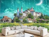 Castle Wall Mural Wallpaper Großhandel 3d Galaxy Wallpaper Fantasy Castle Wandbild Benutzerdefinierte Wallpaper Meteorschauer Kid Schlafzimmer Wohnzimmer Hotel Kaffee Esszimmer