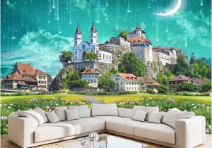 Castle Wall Mural Wallpaper Großhandel 3d Galaxy Wallpaper Fantasy Castle Wandbild Benutzerdefinierte Wallpaper Meteorschauer Kid Schlafzimmer Wohnzimmer Hotel Kaffee Esszimmer