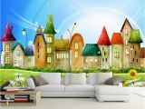 Castle Wall Mural Wallpaper Us $8 85 Off Beibehang Wall Paper for Kids Room Castle Colorful Castle Cartoon Children Room Cartoon Background Wall Mural 3d Wallpaper In