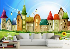 Castle Wall Mural Wallpaper Us $8 85 Off Beibehang Wall Paper for Kids Room Castle Colorful Castle Cartoon Children Room Cartoon Background Wall Mural 3d Wallpaper In
