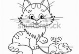 Cat and Mouse Coloring Pages Coloring Page Outline Cartoon Cat toy Stock Vector Royalty Free