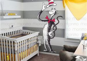 Cat In the Hat Wall Murals Dr Seuss Giant Cat In the Hat Children Wall Decal Nursery Decal