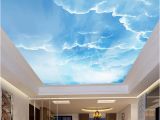 Ceiling Decals Mural Custom 3d Wallpaper Blue Sky White Clouds Ceiling Wall Murals