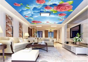Ceiling Murals for Sale Custom 3d Ceiling Sunny Sky Rose 3d Wallpaper for Ceilings