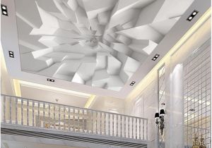 Ceiling Murals for Sale Custom 3d Ceiling Wallpaper White Polygon Brick Wall Wallpaper for