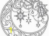 Celestial Moon Coloring Pages for Adults Celestial Christmas Lunar Wreath Image