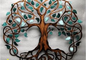 Celtic Mural Wall Art Teal Sparkle Leaf 28 Inch Diameter Tree Of Life Infinity