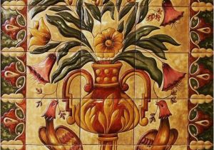 Ceramic Mural Designs Ceramic Tile Hand Painted Mural "florals