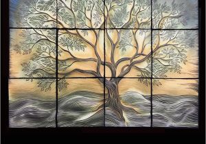 Ceramic Wall Murals Designs Lantern Tree Of Life Backsplash Custom Handmade