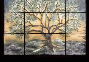 Ceramic Wall Murals Designs Lantern Tree Of Life Backsplash Custom Handmade