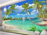 Cheap Beach Wall Murals Custom 3 D Wallpaper Wall Murals 3d Wallpaper Beach Tree Waves