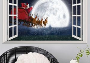 Cheap Christmas Wall Murals 3d False Window Santa Claus Wall Decal Room Bedroom Merry Christmas Decorations Sticker Mural Hot Poster Home Decor 10styles Wall Stickers Kids Wall