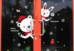 Cheap Christmas Wall Murals Christmas Cartoon Rabbit Bear Snowflake Christmas Gift
