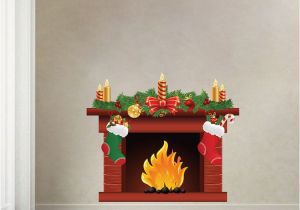 Cheap Christmas Wall Murals Christmas Fireplace Wall Decal Mural