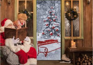 Cheap Christmas Wall Murals Dlm2020 Snow Christmas Tree Door Wall Sticker Graphic Unique Mural Cosplay Gifts for Living Room Home Decoration Pvc Decal Paper Wn649d Nursery