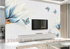 Cheap Custom Wall Murals Custom Wallpaper 3d Stereoscopic Embossed Blue Hd Flowers Oil Painting Modern Art Wall Mural Living Room Bedroom Wallpaper to Wallpaper