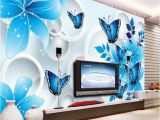 Cheap Custom Wall Murals Simple Wallpaper 3d Mural Tv Background Wall Mural Living Room Wall Covering Blue Lily Custom Wallpaper sofa Background Wall