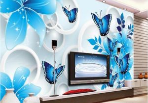 Cheap Custom Wall Murals Simple Wallpaper 3d Mural Tv Background Wall Mural Living Room Wall Covering Blue Lily Custom Wallpaper sofa Background Wall