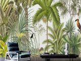 Cheap forest Wall Murals Retro Tropical Rain forest Wallpaper southeast asia Plant