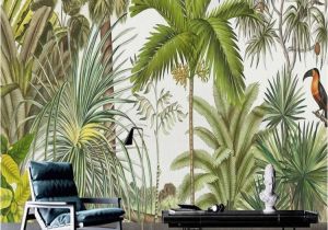 Cheap forest Wall Murals Retro Tropical Rain forest Wallpaper southeast asia Plant