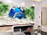 Cheap Murals for Sale Wallpaper for Walls 3 D Dolphin Coconut Tree Wall Papers Home Decor