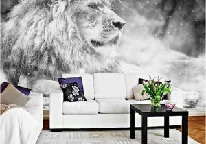 Cheap Wall Murals Canada Custom Wallpaper Mural Black and White Animal Lion Papier