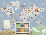 Cheetah Print Wall Mural Kids Wallpaper World Map Wall Mural Cartoon Animal Wall