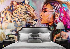 Cheetah Print Wall Mural Tiger Wallpaper Watercolor Woman Wall Mural Wild Life Wall