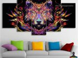 Cheetah Print Wall Murals 5 Pieces Home Decor Canvas Print Wall Art Abstract Colorful Animal