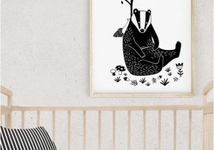 Cheetah Print Wall Murals Badger Illustration Baby Room Wall Art Animal Print Black