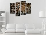 Cheetah Print Wall Murals Großhandel 4 Panel Wand Kunst Malerei Fleck Leopard Drucke Auf