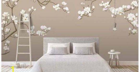 Cherry Blossom Mural On Walls Fine Brushwork Magnolia Blossom Chinoiserie Wallpaper Wall