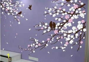 Cherry Blossom Mural On Walls Wall Art