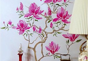 Cherry Blossom Wall Mural Stencil Beautiful Elegant Magnolia Flowers and Tree theme Pack