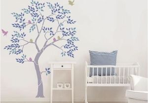 Cherry Blossom Wall Mural Stencil Tree Stencil From the Stencil Studio Includes Leaves