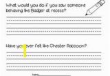 Chester Raccoon and the Big Bad Bully Coloring Pages Chester Raccoon and the Big Bad Bully Reflection Sheet