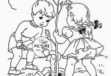 Child Face Coloring Page Children Plant Tree Coloring Page for Kids Spring Coloring