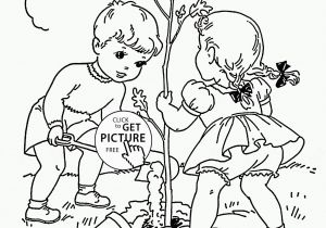 Child Face Coloring Page Children Plant Tree Coloring Page for Kids Spring Coloring