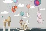 Childrens Wall Mural Decals Flying Animals Wall Mural Adorable Animals Wallpaper Wall