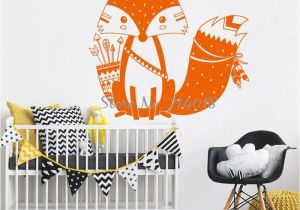 Childrens Wall Mural Stickers God Tribal Fox Wall Decal Cute Woodland Fox Wall Sticker for Kids