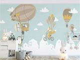 Childrens Wall Mural Stickers Kids Wallpaper Big Air Balloon Wall Mural Kids Landscape