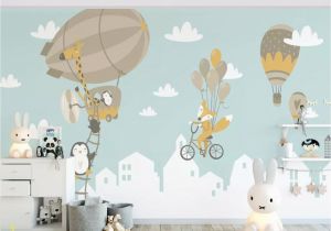 Childrens Wall Mural Stickers Kids Wallpaper Big Air Balloon Wall Mural Kids Landscape